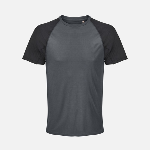 Футболка спортивная унисекс Vortex, черная с темно-серым