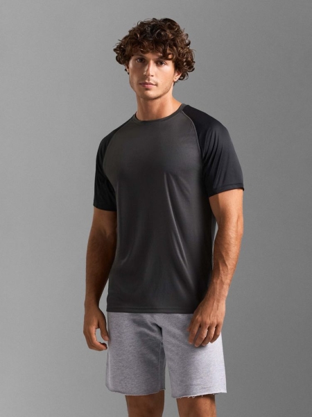 Футболка спортивная унисекс Vortex, черная с темно-серым