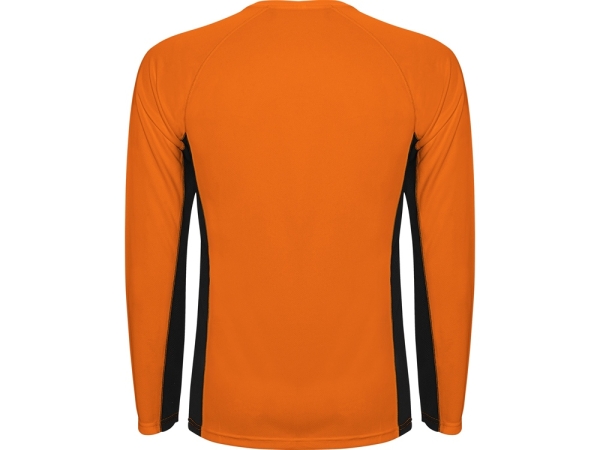 Футболка "Shanghai " мужская с длинным рукавом, неоновый оранжевый/черный