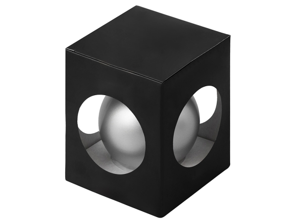 Стеклянный елочный шар "Christmas bauble", серебро, металлик, с серебристым колпачком в черной коробке