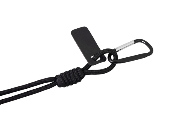 Брелок-веревочка на карабине, черный