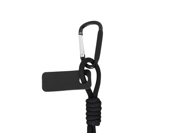 Брелок-веревочка на карабине, черный