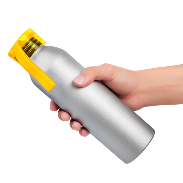 Бутылка для воды VIKING SILVER 650мл. Серебристая с желтой крышкой 6141.04