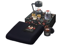 Подарочный набор c пледом, френчпрессом, чаем и медом, черный