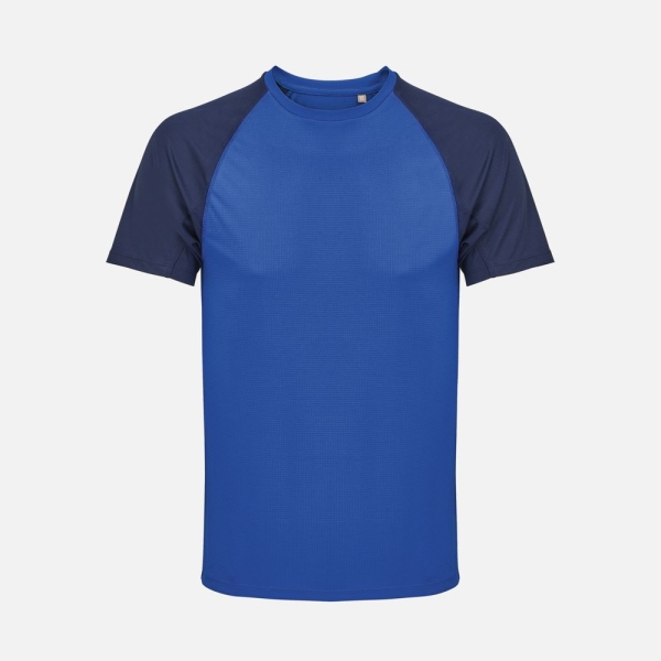 Футболка спортивная унисекс Vortex, темно-синяя с ярко-синим
