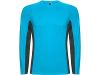 Футболка "Shanghai " мужская с длинным рукавом, бирюзовый/графитовый
