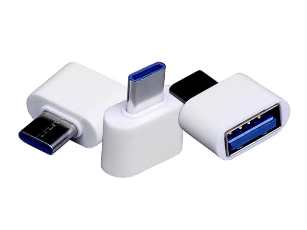 Универсальный адаптер USB Type-C папа Type-A мама, белый