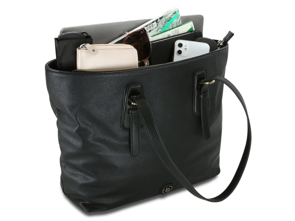 Сумка-тоут женская BUGATTI Passione 15'', чёрная, полиуретан, 47х13х32,5 см