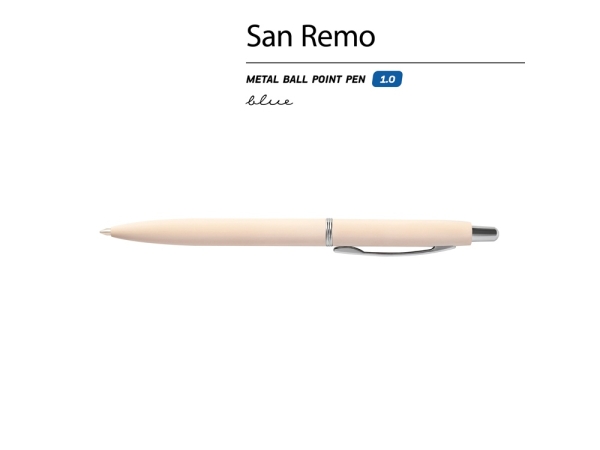 Ручка металлическая шариковая "San Remo", софт-тач, 1.0 мм, пудровый