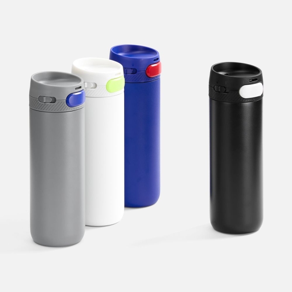 Термостакан X1 с цветной кнопкой, белый с желтым