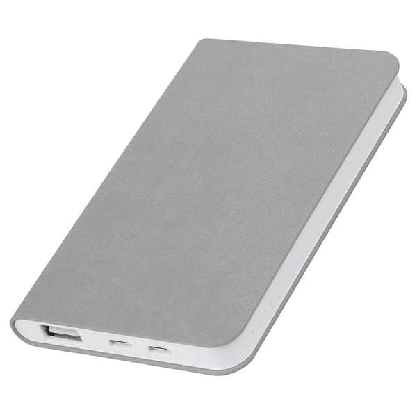 Универсальный аккумулятор "Softi" (5000mAh),белый, 7,5х12,1х1,1см, искусственная кожа, пластик