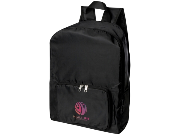 Складной рюкзак EcoFold объемом 15 л из переработанного ПЭТ-пластика - сплошной черный