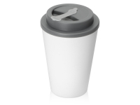 Пластиковый стакан Take away с двойными стенками и крышкой с силиконовым клапаном, 350 мл, белый/серый Пластиковый стакан Take away с двойными стенками и крышкой с силиконовым клапаном, 350 мл, белый/серый