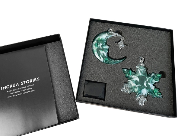 Елочные игрушки (Полумесяц+Снежинка) Авантюрин зеленый