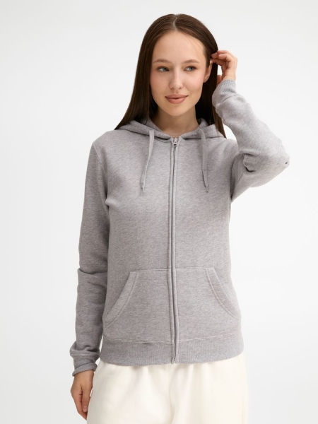 Толстовка женская на молнии с капюшоном Seven Women, серый меланж