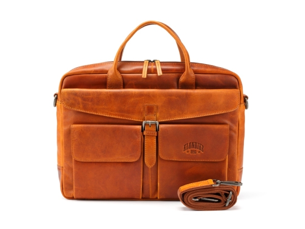 Сумка KLONDIKE DIGGER «Carl», натуральная кожа цвета коньяк, 42 x 30 x 9 см