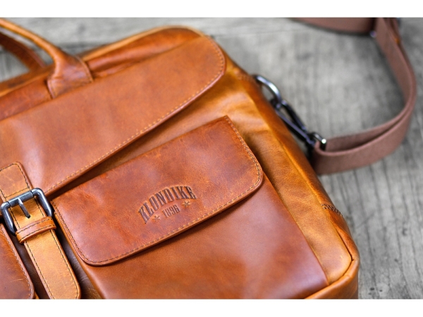 Сумка KLONDIKE DIGGER «Carl», натуральная кожа цвета коньяк, 42 x 30 x 9 см