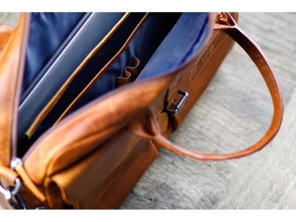 Сумка KLONDIKE DIGGER «Carl», натуральная кожа цвета коньяк, 42 x 30 x 9 см