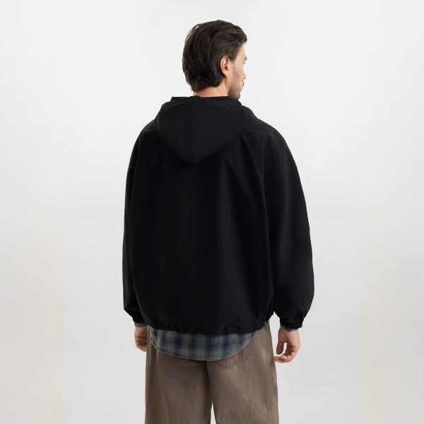 Ветровка (анорак) оверсайз унисекс RISSMAN, черная, размер XS/S