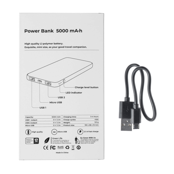 Внешний аккумулятор ENERGY, 5000 мА·ч Черный 5008.08