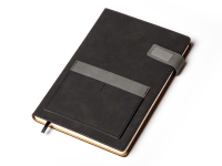 Бизнес блокнот А5 "Freya" с клапаном и карманом для визиток, твердая обложка, 128 листов, черный и свет Бизнес блокнот А5 "Freya" с клапаном и карманом для визиток, твердая обложка, 128 листов, черный и свет