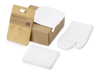 Подарочный набор с разделочной доской, фартуком, прихваткой, белый Подарочный набор с разделочной доской, фартуком, прихваткой, белый