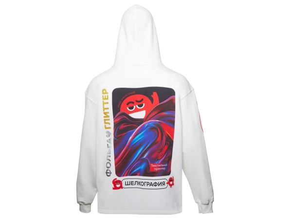 Худи оверсайз «Alpha.01» унисекс, молочный, все виды нанесения на текстиле на одной толстовке