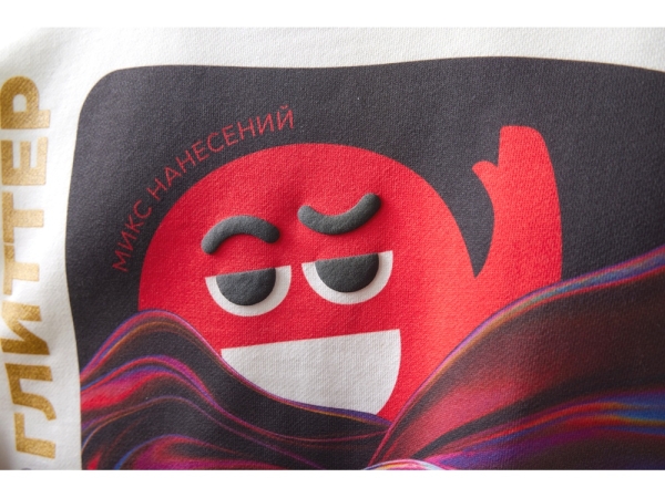 Худи оверсайз «Alpha.01» унисекс, молочный, все виды нанесения на текстиле на одной толстовке