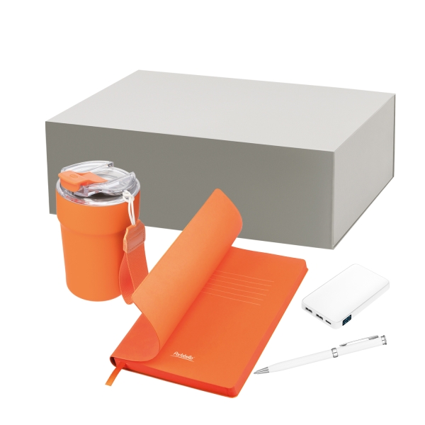 Подарочный набор Monaco, оранжевый (термокружка, аккумулятор, ежедневник, ручка)