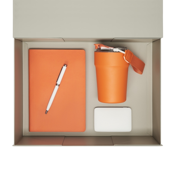 Подарочный набор Monaco, оранжевый (термокружка, аккумулятор, ежедневник, ручка)