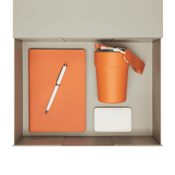 Подарочный набор Monaco, оранжевый (термокружка, аккумулятор, ежедневник, ручка)