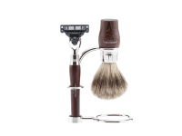 Бритвенный набор Mondial: станок MACH3, помазок, подставка; дерево Венге Бритвенный набор Mondial: станок MACH3, помазок, подставка; дерево Венге